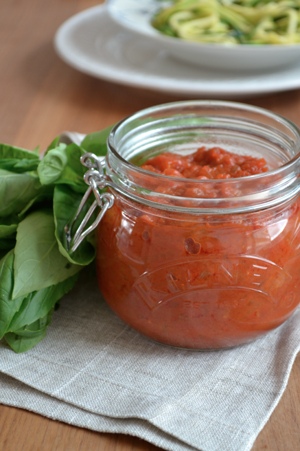 Tomato sauce and zucchini noodles