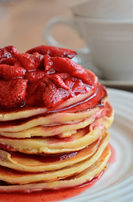 Greek Yoghurt Pancakes with Roasted Strawberries