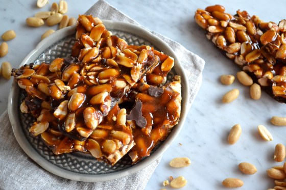 Salted Peanut Brittle with Dark Chocolate